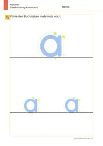 Arbeitsblatt: Schreibrichtung üben - Kleinbuchstabe a mit Pfeilen zum Nachspuren