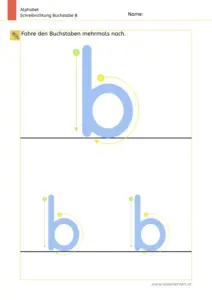Arbeitsblatt: Schreibrichtung üben - Kleinbuchstabe b mit Pfeilen zum Nachspuren