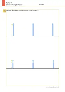 Arbeitsblatt: Schreibrichtung üben - Groß- und Kleinbuchstabe I und i im Vergleich