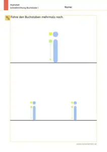 Arbeitsblatt: Schreibrichtung üben - Kleinbuchstabe i mit Pfeilen zum Nachspuren