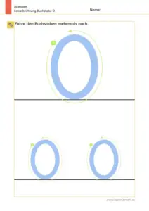 Arbeitsblatt: Schreibrichtung üben - Großbuchstabe O mit Pfeilen zum Nachspuren