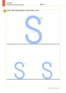 Arbeitsblatt: Schreibrichtung üben - Großbuchstabe S mit Pfeilen zum Nachspuren