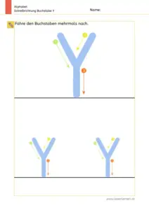 Arbeitsblatt: Schreibrichtung üben - Großbuchstabe Y mit Pfeilen zum Nachspuren