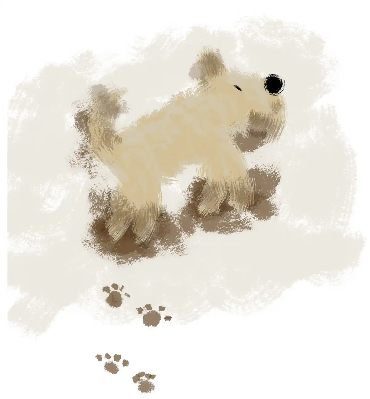 Ella liegt schmutzig am Sofa