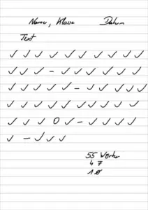 Beispiel eines ausgefüllten Lautleseprotokolls zur Einschätzung der Leseflüssigkeit.