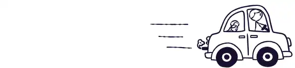 Auto fährt mit Jakob und Lea