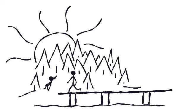 Lea und Jakob springen in den See