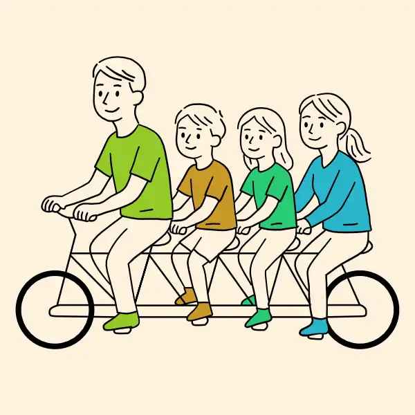 Eltern-Kind-Tandemlesen – Illustration als Symbol für gemeinsames flüssiges Lesen.