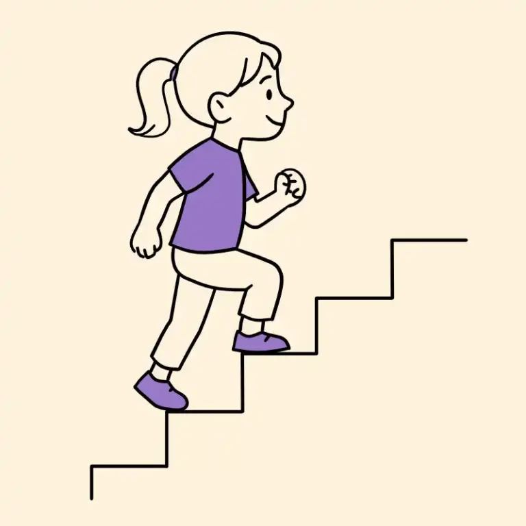 Mädchen steigt Treppen