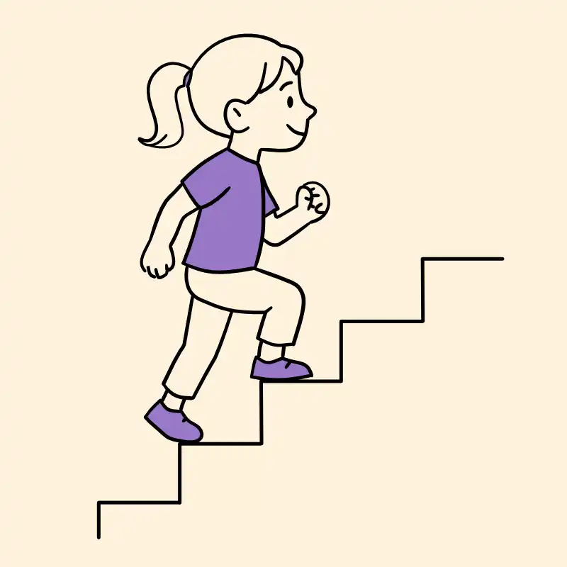 Mädchen steigt Treppen