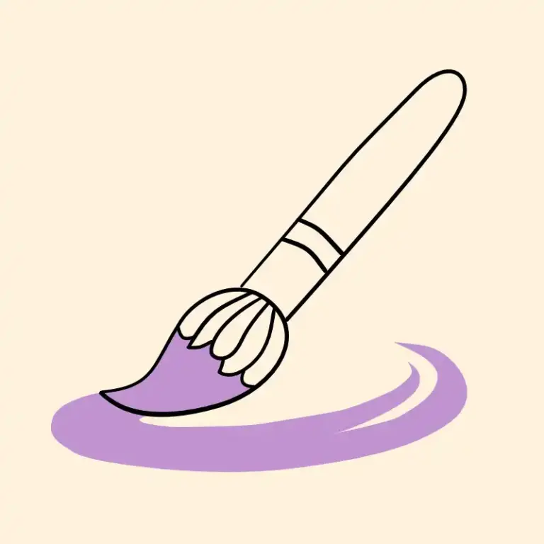 Ein Pinsel mit Farbe Lila