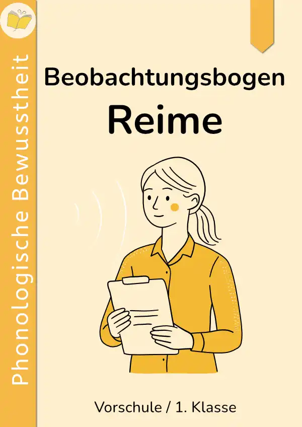 Beobachtungsbogen Reime: Frau mit Protokoll