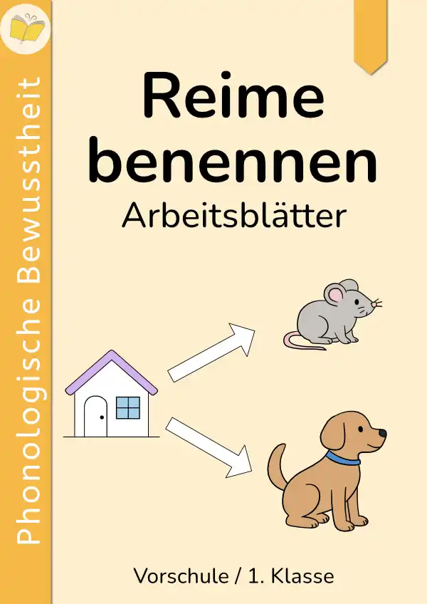 Reime benennen – Cover mit Haus, Maus, Hund