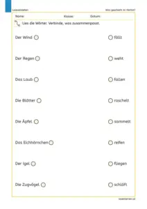 Was geschieht im Herbst? – Arbeitsblatt für die 2. Klasse