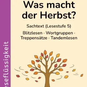 Cover des Materials „Was macht der Herbst?“ zur Leseflüssigkeit für die 2. Klasse mit einem herbstlichen Baum
