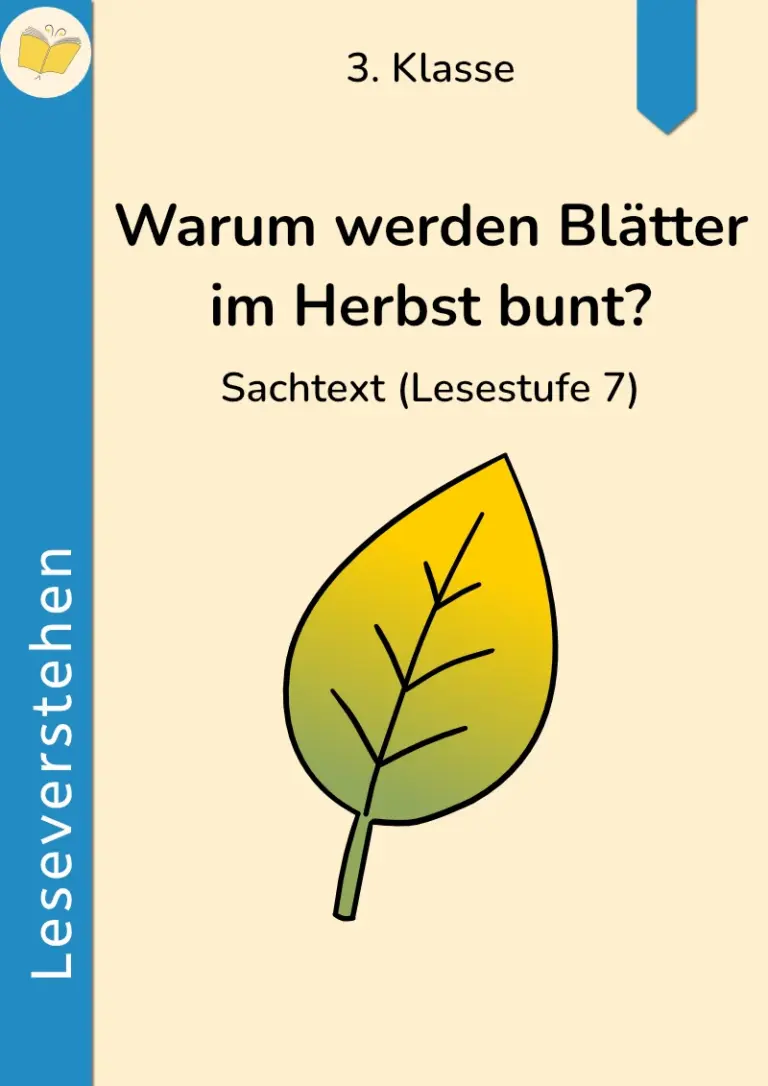 Cover des Leseverstehensmaterials „Warum werden Blätter im Herbst bunt?“ für die 3. Klasse
