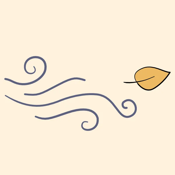 Ein Blatt fliegt im Wind