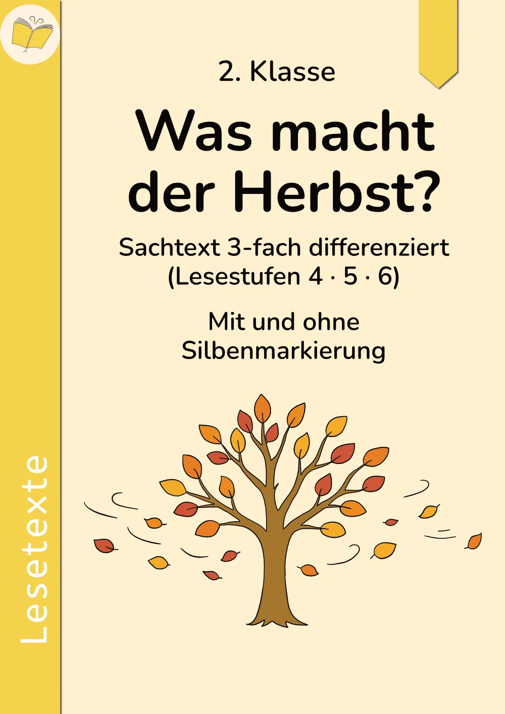 Cover mit Herbstbaum: Lesefassungen Was macht der Herbst